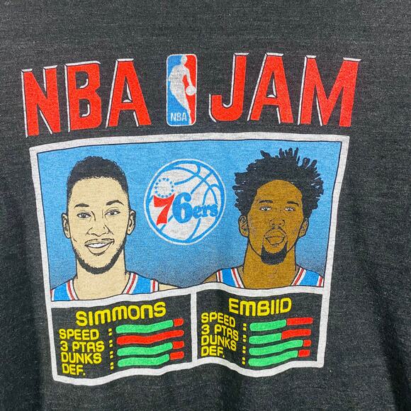 Vintage Style Homage NBA Jams T-Shirt 76ers Simmons vs. Embiid Small - Picture 2 of 6